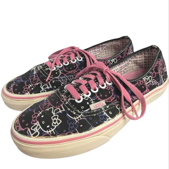 Vans Black Pink Purple Canvas Hello Kitty Sneakers Womens 8 - Picture 1 of 7